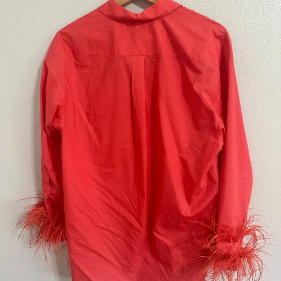 Coral J. Crew Collections Feather Button Down - Picture 2 of 7